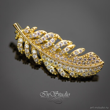 Бейл замок разъемный Перо с фианитами позолота - фото изображение товара, artikul: 114216