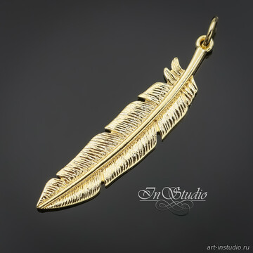 Подвеска кулон Перо 37 мм позолоченное покрытие - фото изображение товара, artikul: 114204